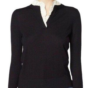 Sandro Ruffle Collar Navy Sweater Size 1